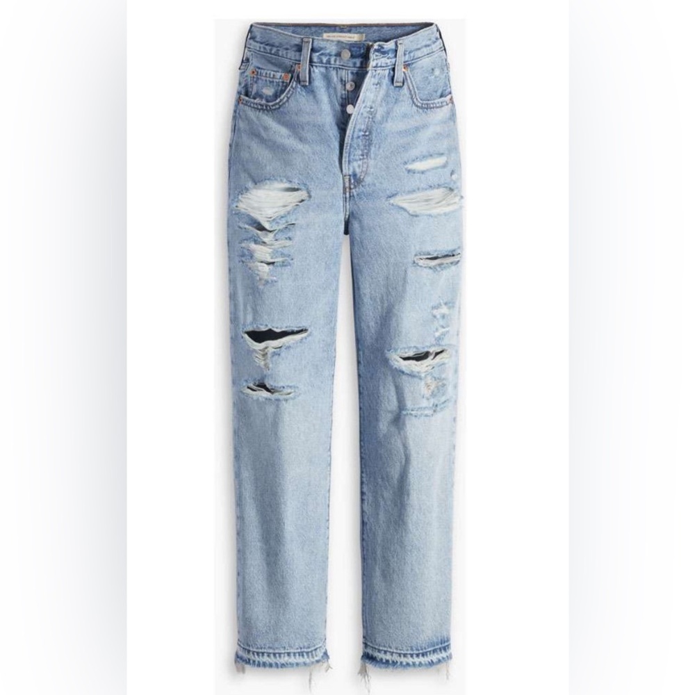 LEVI'S WOMEN'S RIBCAGE STRAIGHT ANKLE JEANS - LIGHT INDIGO